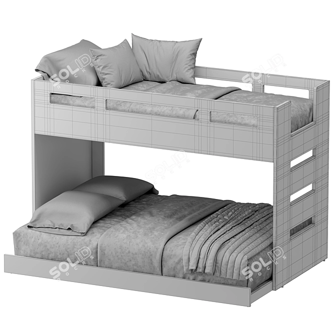 Versatile Twin Over Full Bunk Bed 3D model image 4