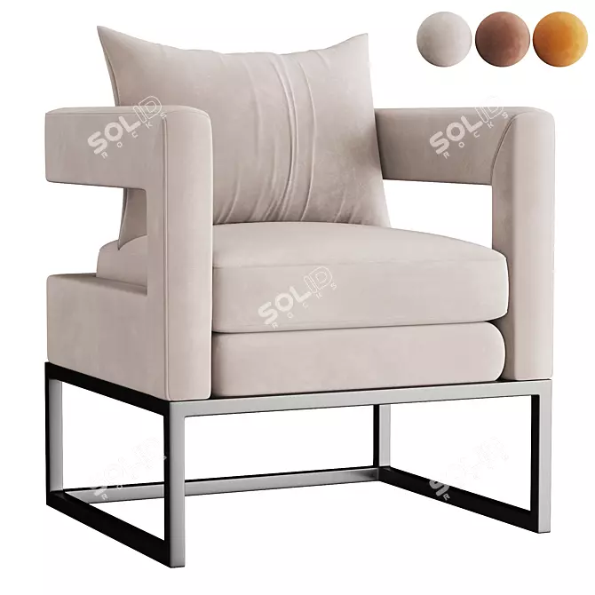 Luxury Navy Velvet Chair 3D model image 1
