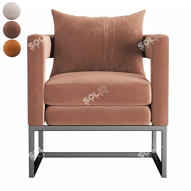 Luxury Navy Velvet Chair 3D model image 2