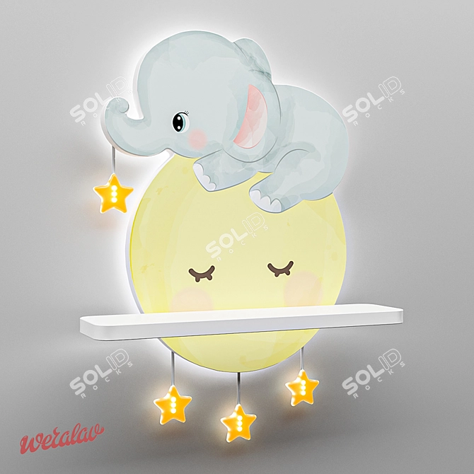 Illuminated Elephant Shelf: "Mond Elephant 3D model image 1