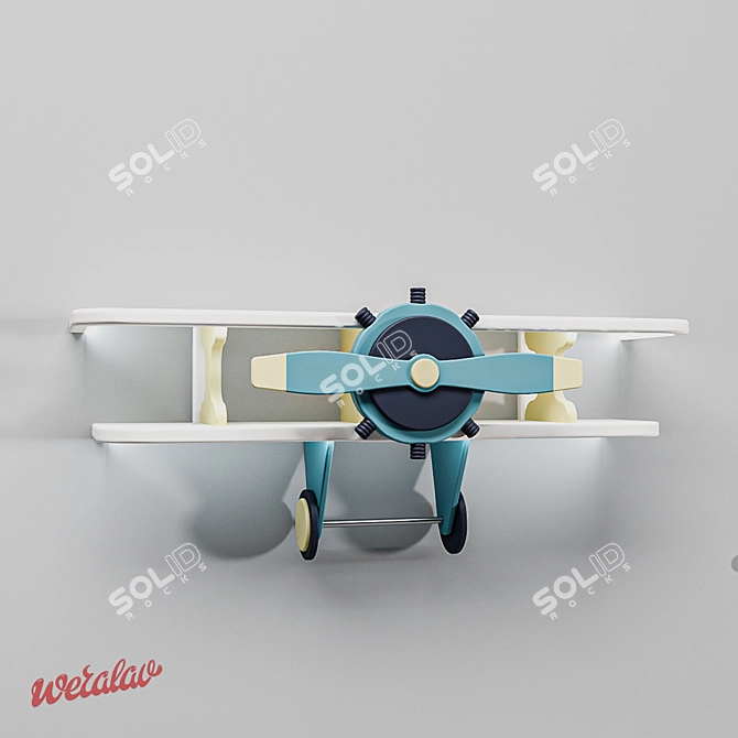 Modern Biplane Backlit Shelf 3D model image 1