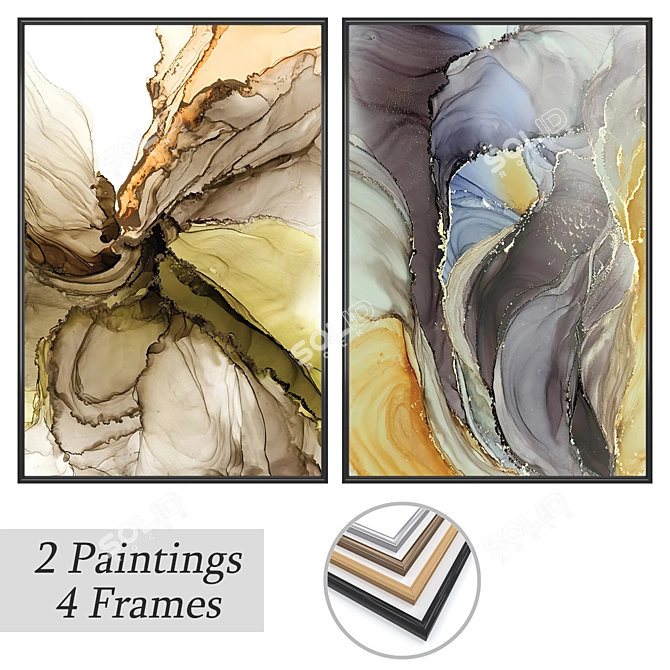 Elegant Wall Art Set 3D model image 1