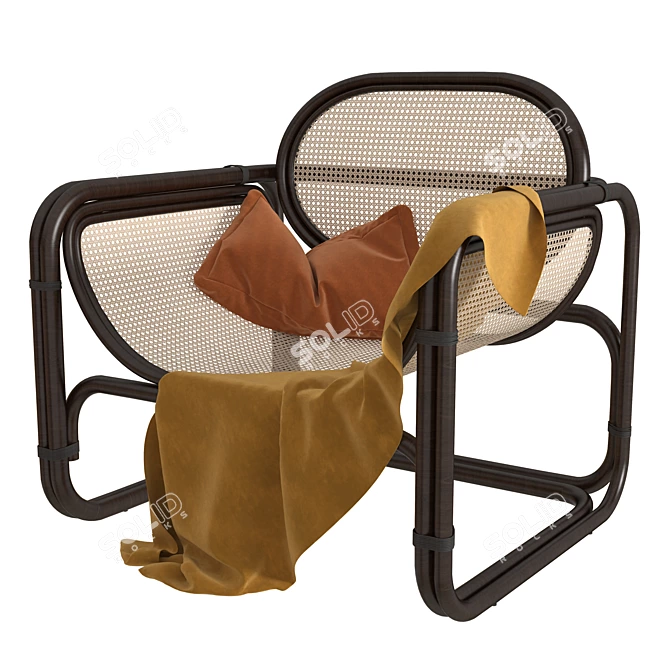 Minimal Rattan Lounge Chair 3D model image 1