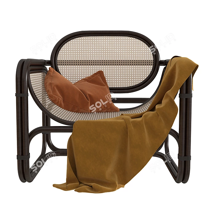Minimal Rattan Lounge Chair 3D model image 2