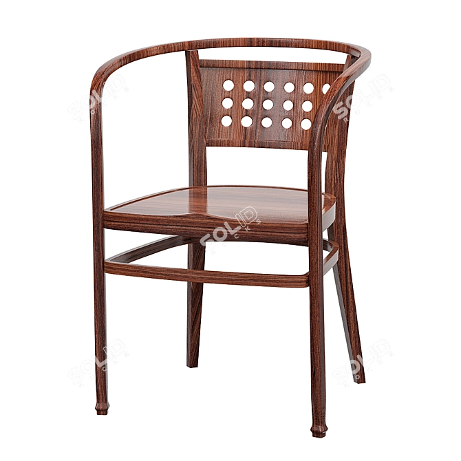 Wagner Bentwood Armchair: Elegant Design 3D model image 1