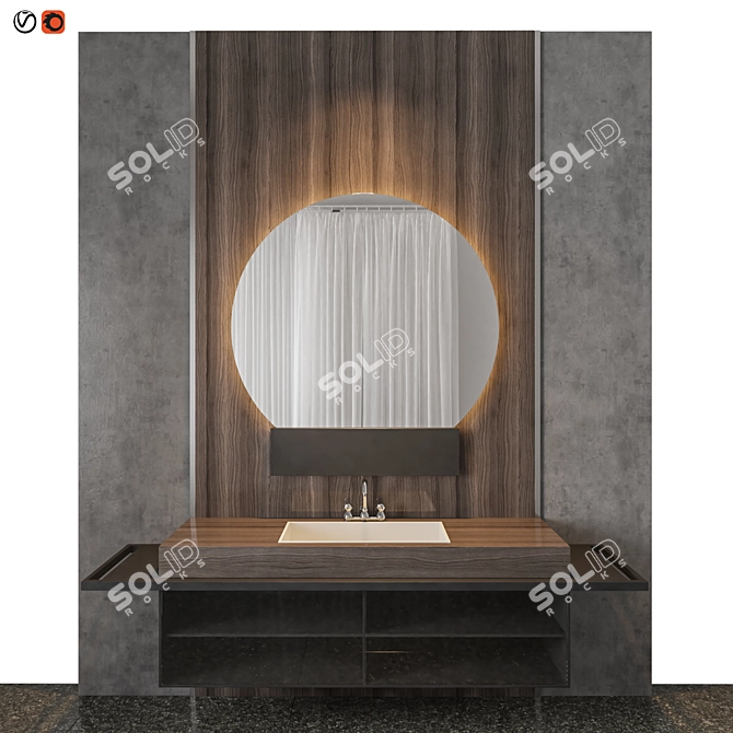 Modern Black Bathroom Design 3D model image 1