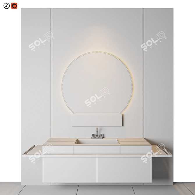 Modern Black Bathroom Design 3D model image 2