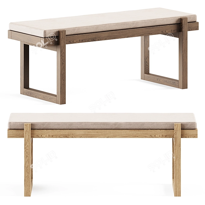 Sleek Minimalistic Bench 3D model image 1