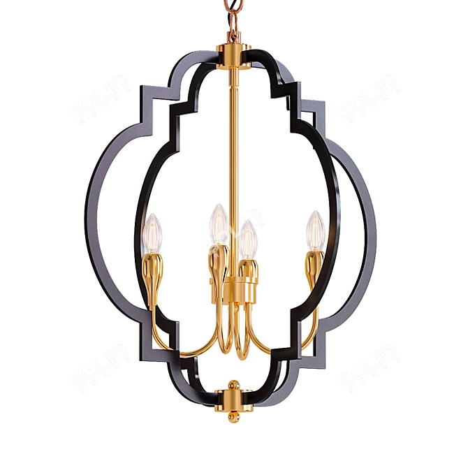 Elegant Four-Light Chandelier 3D model image 1