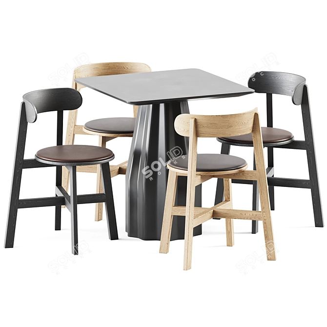 Elegant & Compact: Burin Table & Roda Chair 3D model image 1