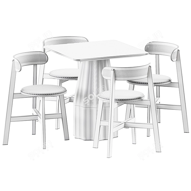 Elegant & Compact: Burin Table & Roda Chair 3D model image 3