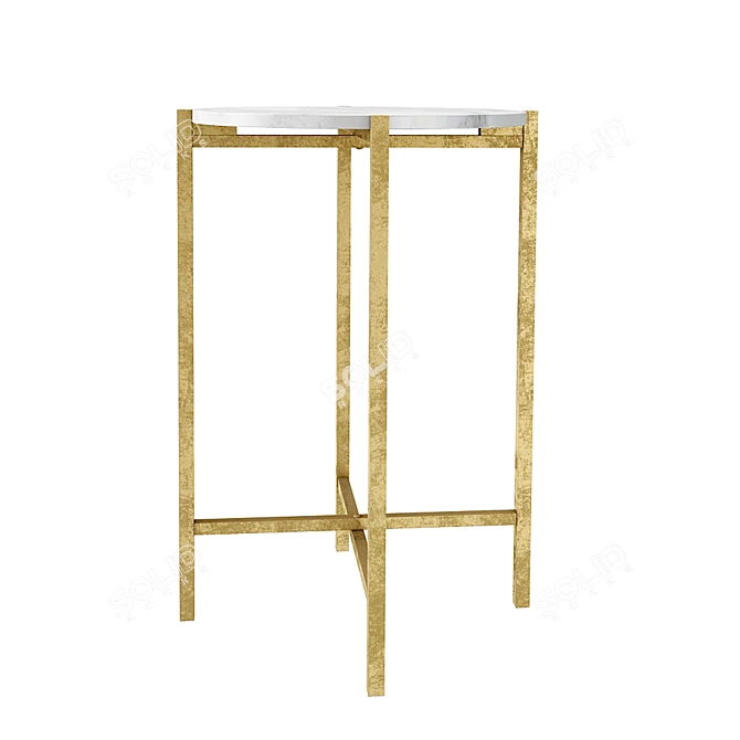 Golden Marble French Side Table 3D model image 2