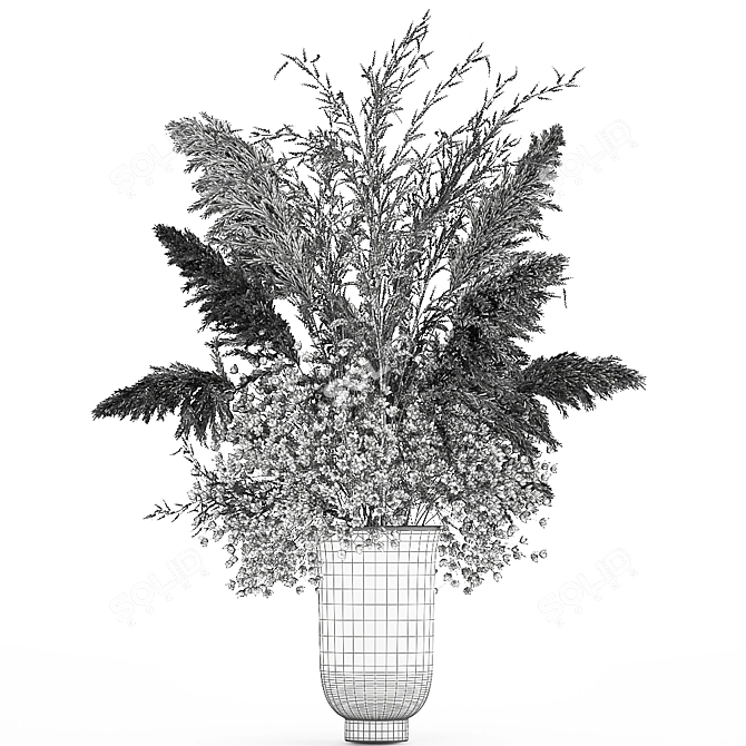 Ethereal White Blossoms Bouquet 3D model image 7