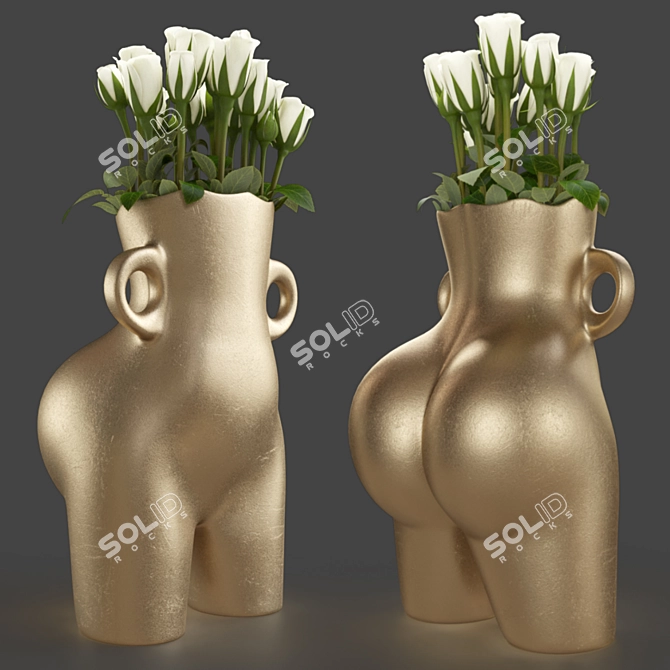 Golden Booty Vase: Glamorous Ceramic Décor 3D model image 1