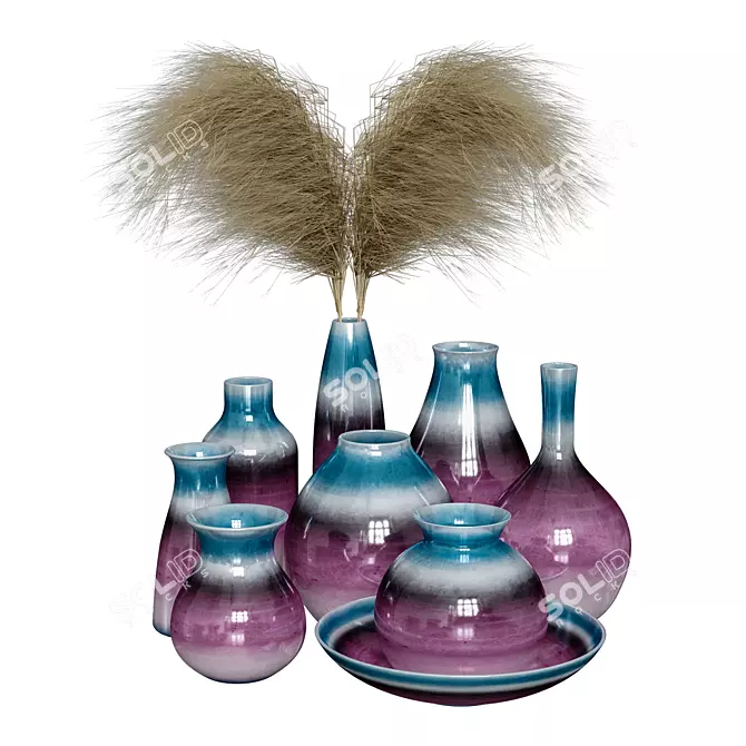 Elegant Vase Decor Set 3D model image 5
