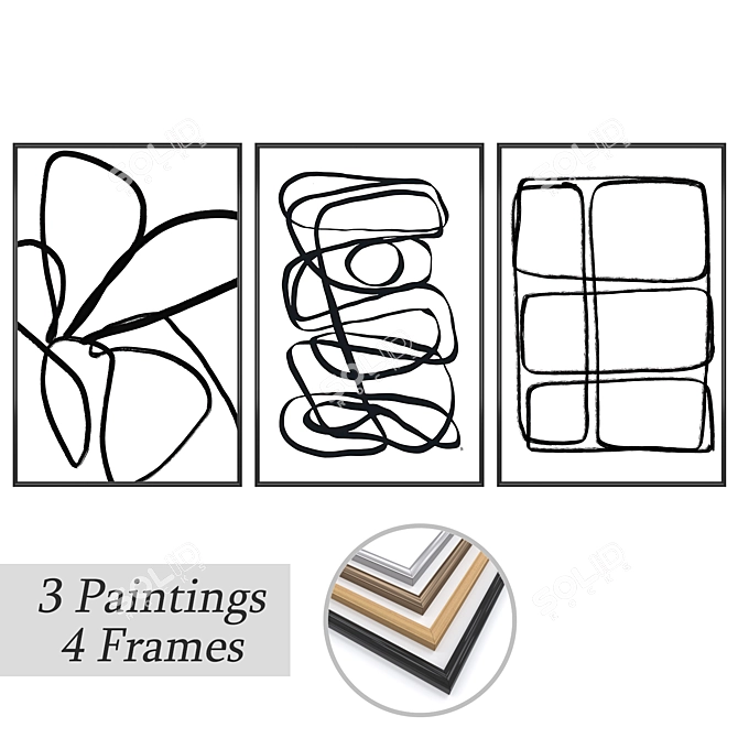 Artistic Frames & Paintings Set 3D model image 1