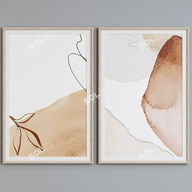 Modern Style Abstract Picture Frame Set 3D model image 2