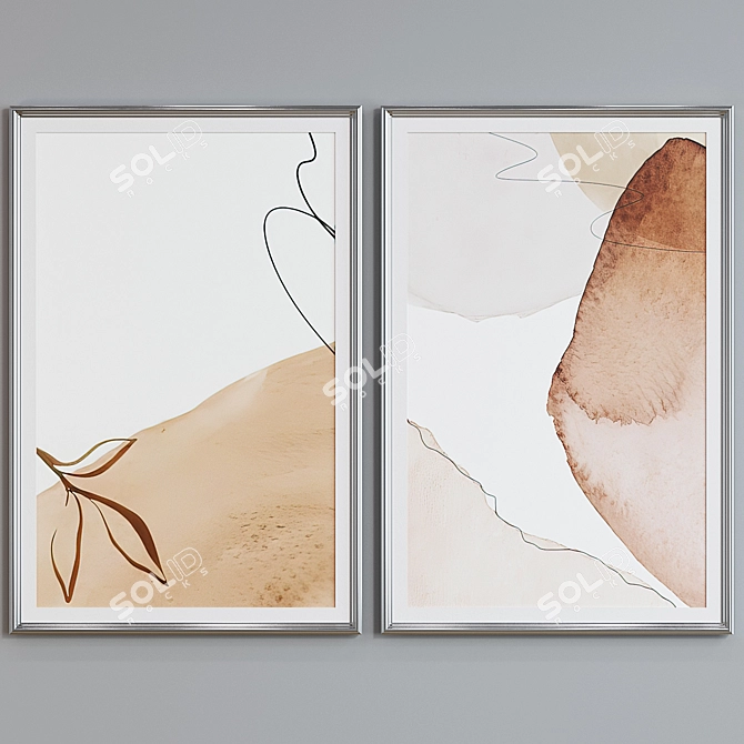 Modern Style Abstract Picture Frame Set 3D model image 4