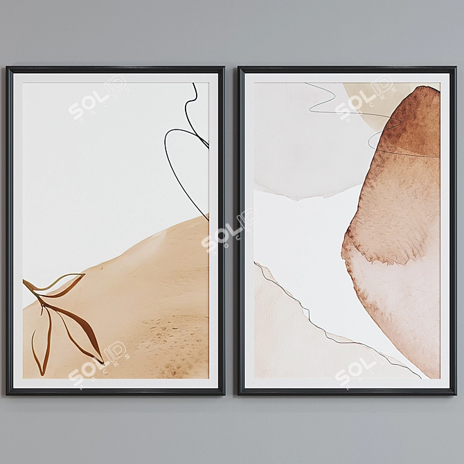 Modern Style Abstract Picture Frame Set 3D model image 5