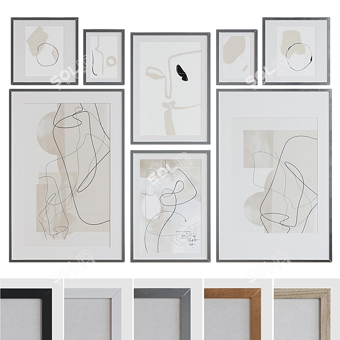 Modern Abstract Picture Frame Set 3D model image 1