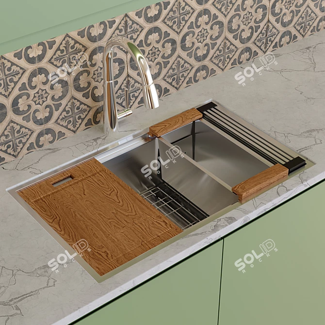 Ruvati Single Bowl Sink: Stylish and Durable 3D model image 3