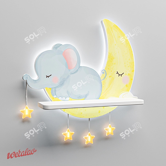 Elegant Backlit Elephant Shelf 3D model image 1
