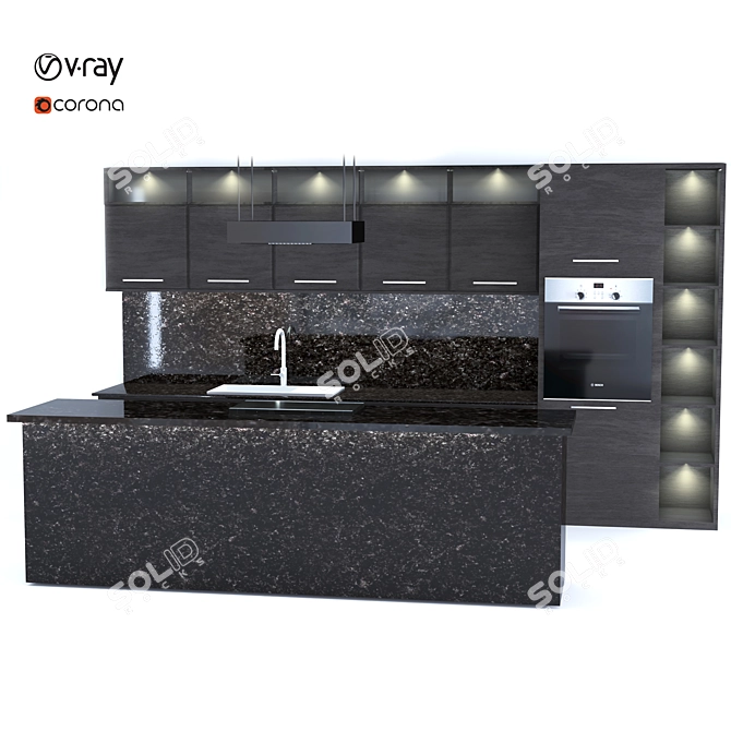 2015 Kitchen2 - Compact Modern Kitchen 3D model image 2