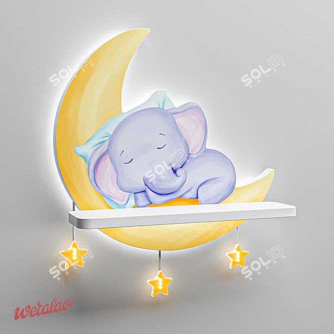 Illuminated Elephant Shelf 3D model image 1