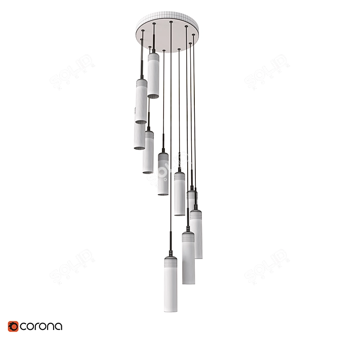 Elegant Verona Chandelier: Matte Brass & Smoked Glass 3D model image 5