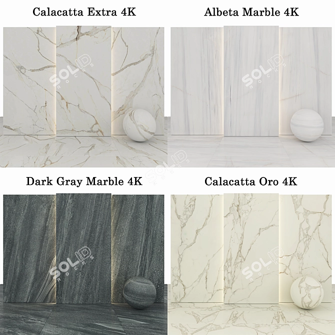 Marble Collection: Albeta, Calacatta, Dark Gray 3D model image 2