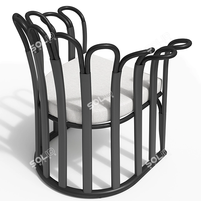 Anemone Cane Chair: Natural Rattan Woven Seating 3D model image 3