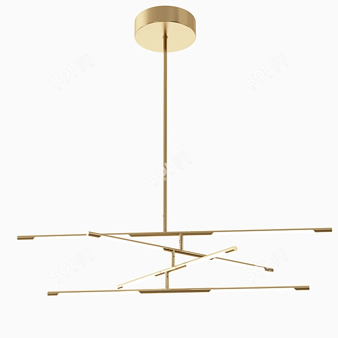 Golden Geometric LED Chandelier 3D model image 1