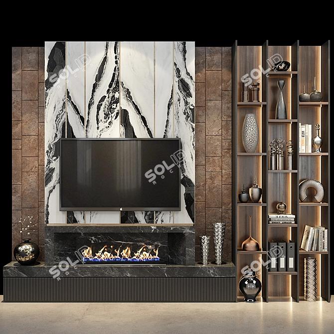 Sleek TV Stand with Shelves 3D model image 1
