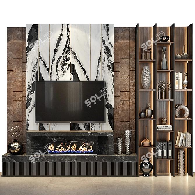 Sleek TV Stand with Shelves 3D model image 3