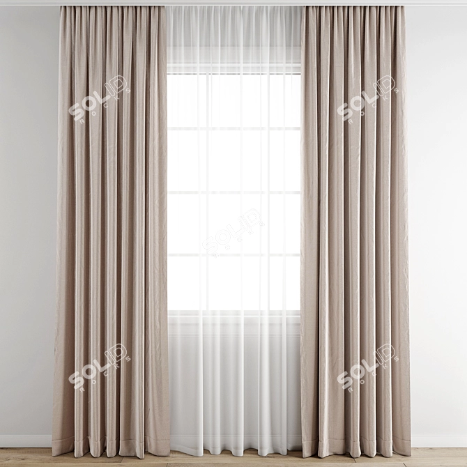 Premium Polygonal Curtain Model 3D model image 1