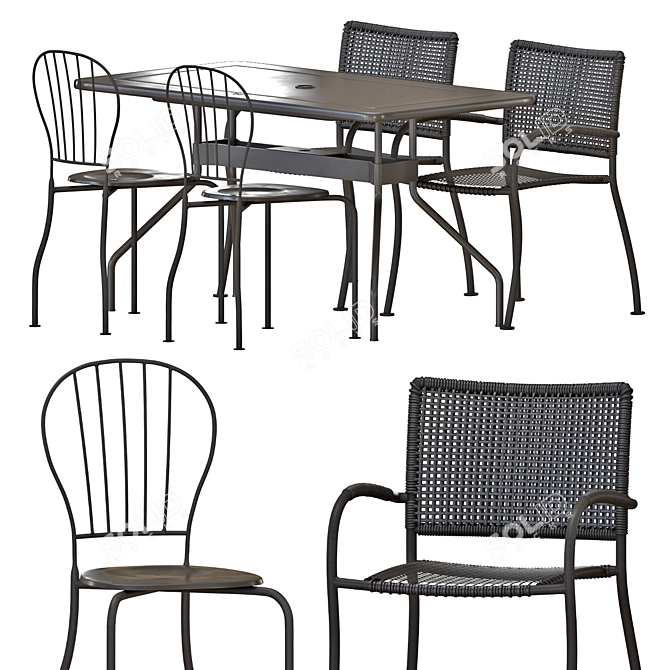 Outdoor Dining Set: VIHOLMEN Table & LACKO Chairs 3D model image 1