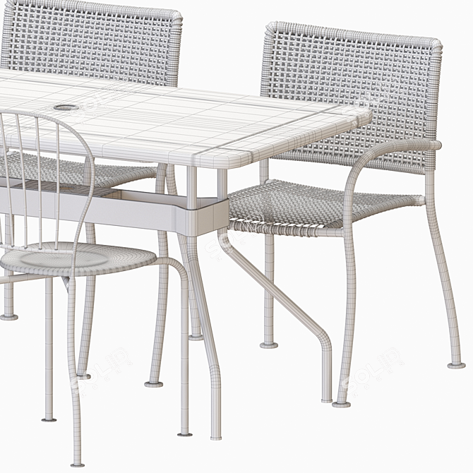 Outdoor Dining Set: VIHOLMEN Table & LACKO Chairs 3D model image 6