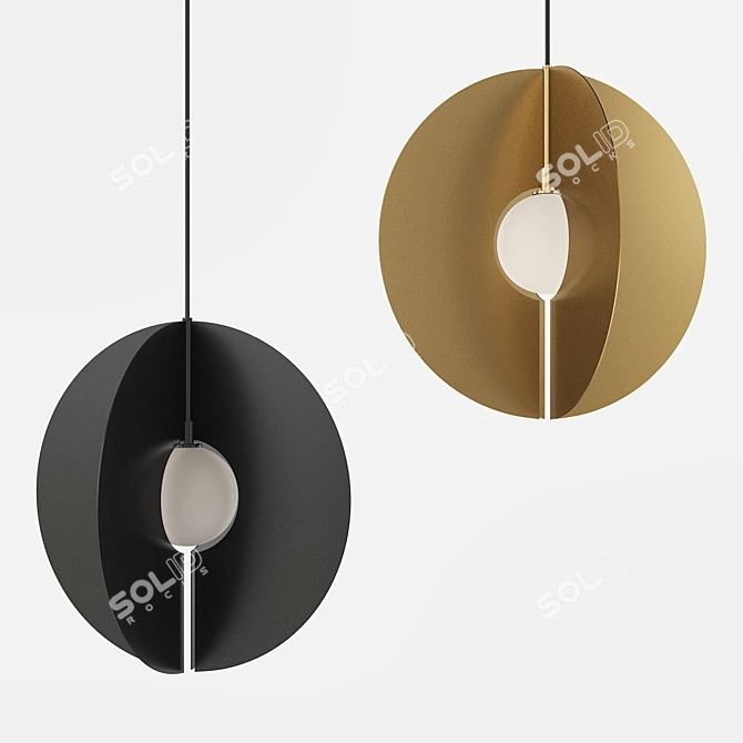 Orbel Round Pendant Light: Sleek Elegance in Aged Brass 3D model image 1