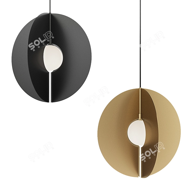 Orbel Round Pendant Light: Sleek Elegance in Aged Brass 3D model image 3