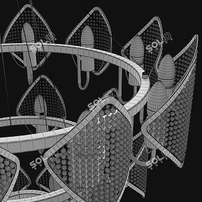 Sleek Nordic Chandelier 3D model image 4