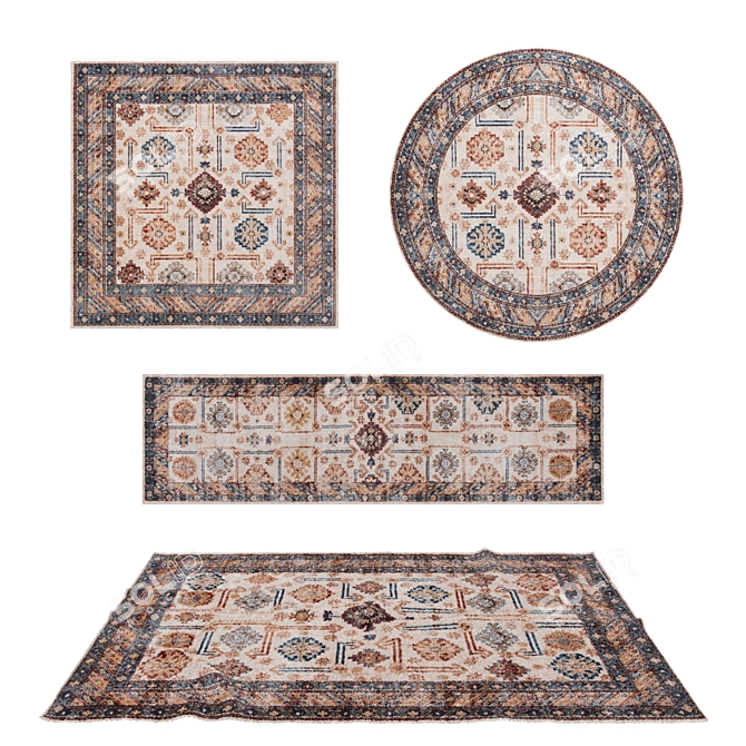 Versatile Set of 8 Rugs 3D model image 1