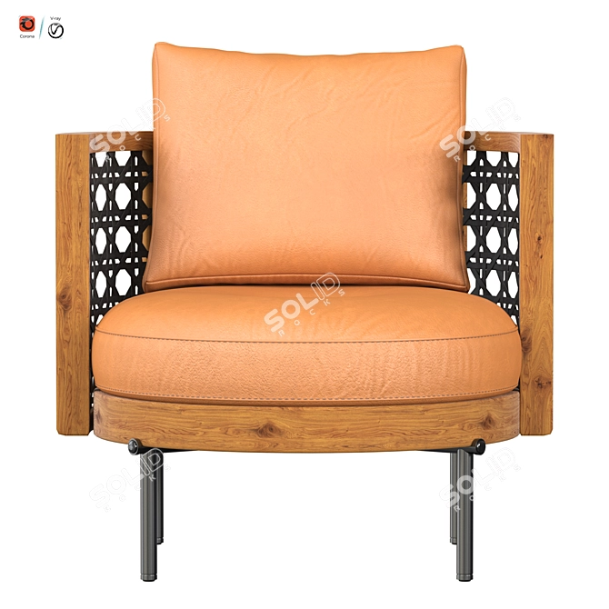 Elegant Torii Nest Armchair 3D model image 2