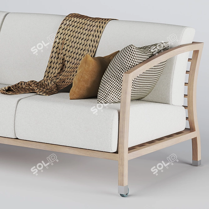 Elegant Malena Sofa: Modern Design, Premium Fabric & Wood 3D model image 2