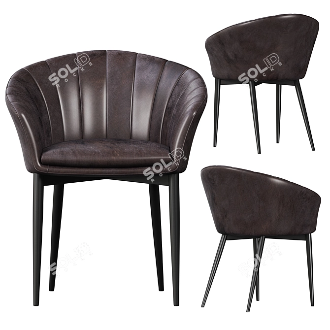 Sleek Charcoal Tub Chair 3D model image 3