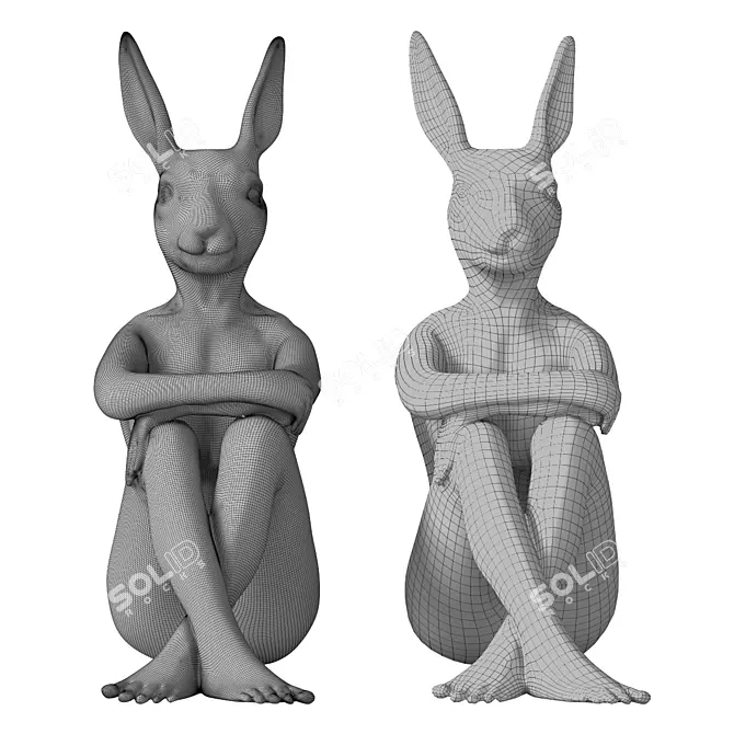 Sleek Gangster Hare Statue 3D model image 1