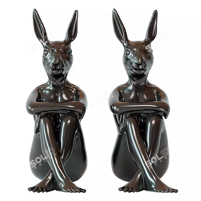 Sleek Gangster Hare Statue 3D model image 2
