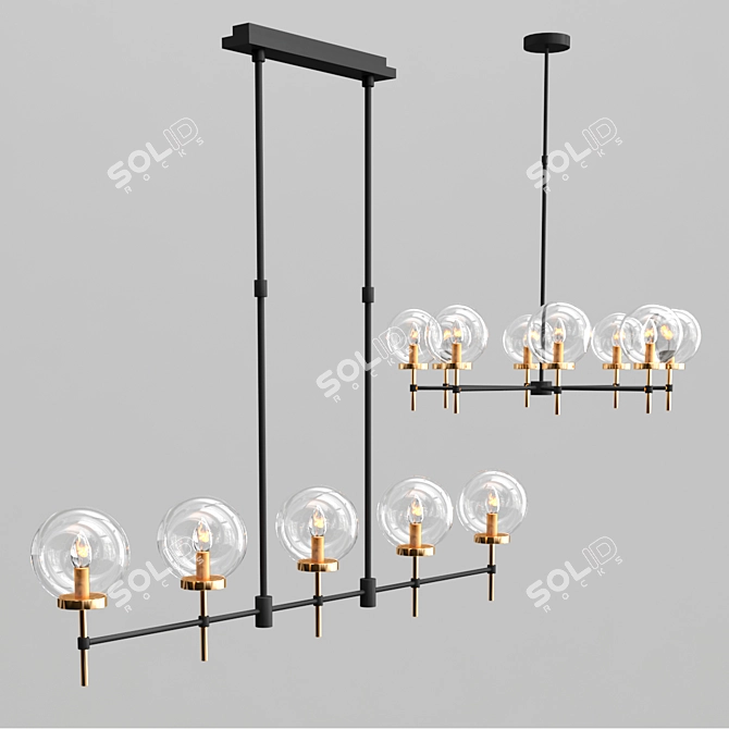 Elegant Glass Chandelier Collection 3D model image 2