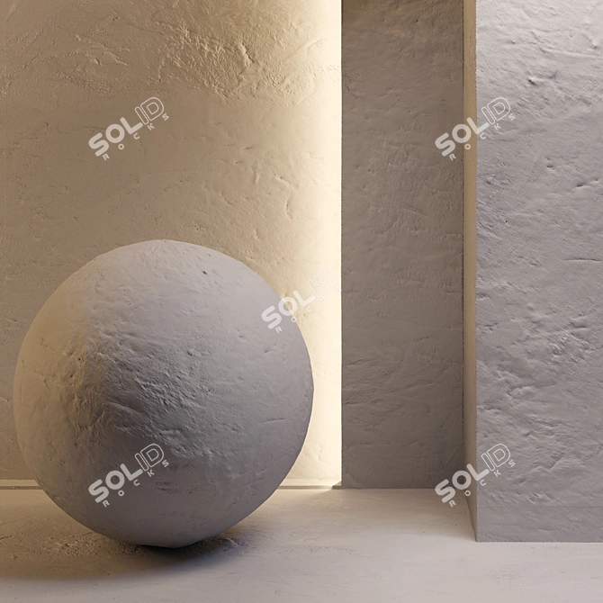 Seamless Glossy Stucco Wall 3D model image 1