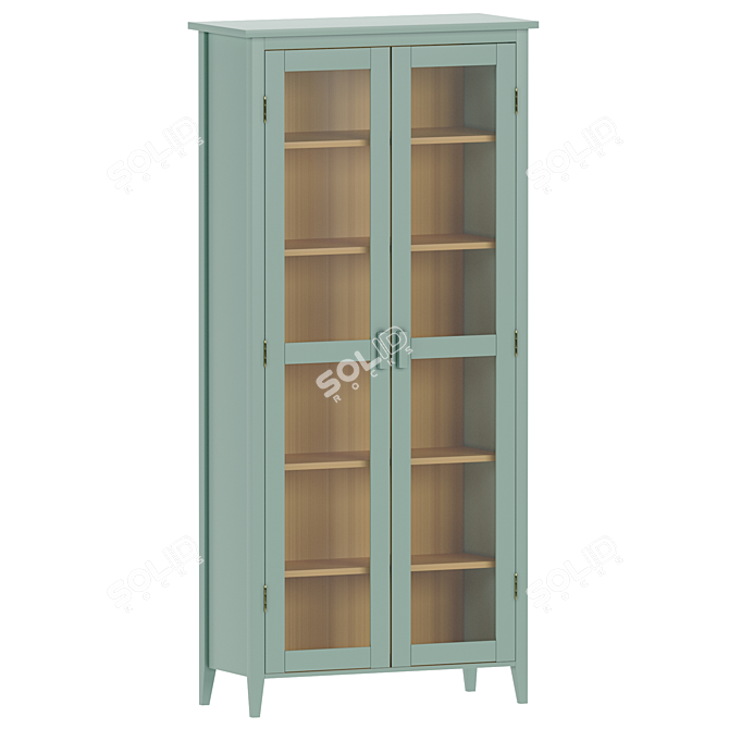 Elegant Solid Pine Glass Sideboard 3D model image 3