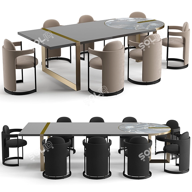 Elegant Baxter Dining Set 3D model image 1